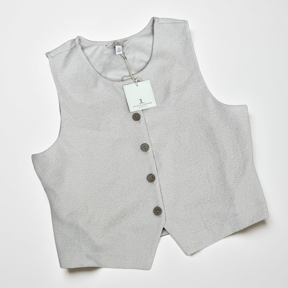 Jules & Leopold Button-Up Vest Women's Ivory Beige Button-Up Vest Size L Casual
